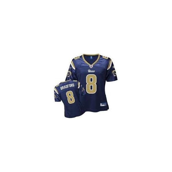 [Rbk Team Jersey] BRADFORD St Louis #8 Womens Football Jersey - Sam Bradford Womens Football Jersey (Blue)_Free Shipping