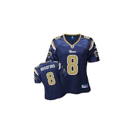 [Rbk Team Jersey] BRADFORD St Louis #8 Womens Football Jersey - Sam Bradford Womens Football Jersey (Blue)_Free Shipping