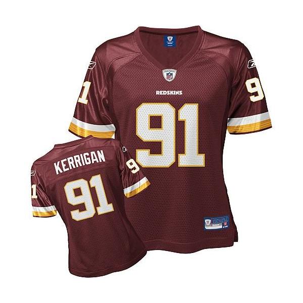 [Rbk Team Jersey] KERRIGAN Washington #91 Womens Football Jersey - Ryan Kerrigan Womens Football Jersey (Red)_Free Shipping