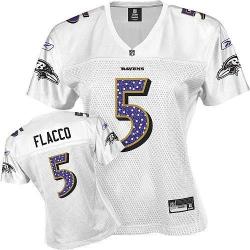 [Sweetheart] FLACCO Baltimore #5 Womens Football Jersey - Joe Flacco Womens Football Jersey (White)_Free Shipping