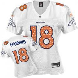 [Sweetheart] MANNING Denver #18 Womens Football Jersey - Peyton Manning Womens Football Jersey (White)_Free Shipping