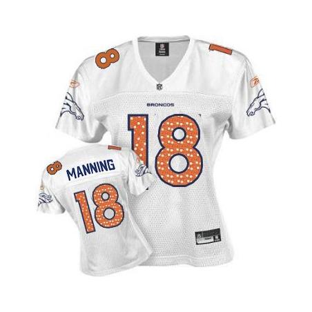 [Sweetheart] MANNING Denver #18 Womens Football Jersey - Peyton Manning Womens Football Jersey (White)_Free Shipping