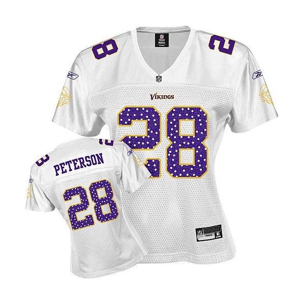 [Sweetheart] PETERSON Minnesota #28 Womens Football Jersey - Adrian Peterson Womens Football Jersey (White)_Free Shipping