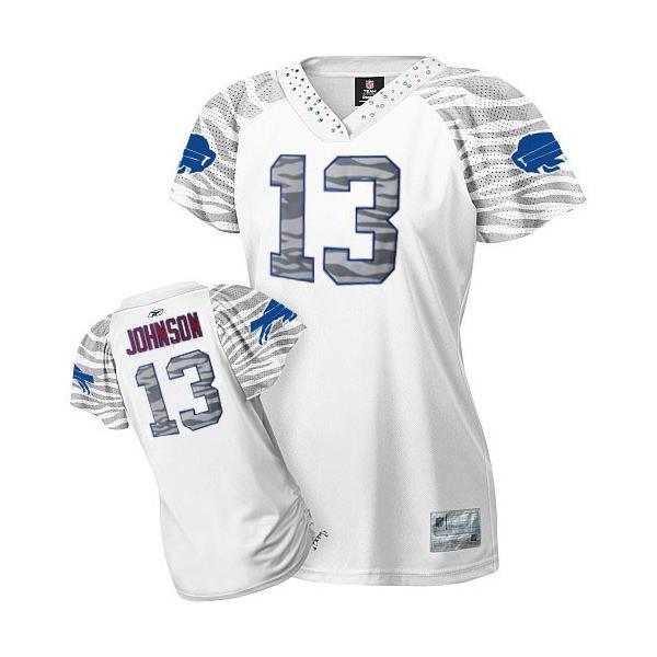 [Zebra Field Flirt] JOHNSON Buffalo #13 Womens Football Jersey - Steve Johnson Womens Football Jersey (White)_Free Shipping