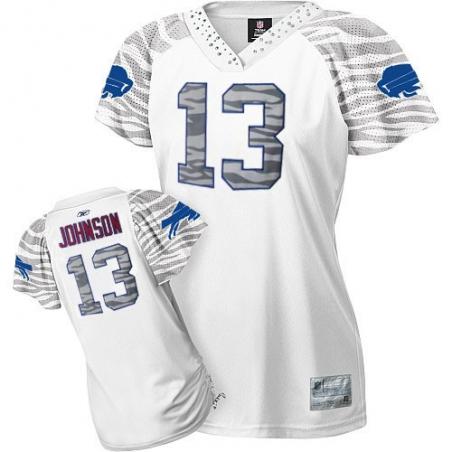 [Zebra Field Flirt] JOHNSON Buffalo #13 Womens Football Jersey - Steve Johnson Womens Football Jersey (White)_Free Shipping