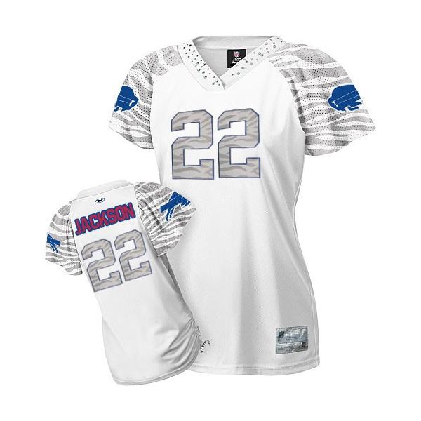 [Zebra Field Flirt] JACKSON Buffalo #22 Womens Football Jersey - Fred Jackson Womens Football Jersey (White)_Free Shipping