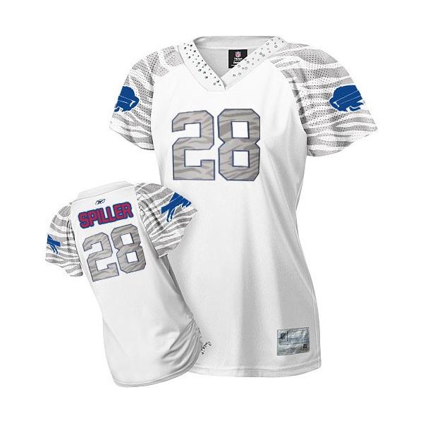 [Zebra Field Flirt] SPILLER Buffalo #28 Womens Football Jersey - C.J. Spiller Womens Football Jersey (White)_Free Shipping