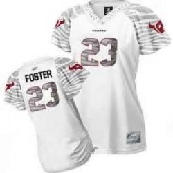 [Zebra Field Flirt] FOSTER Houston #23 Womens Football Jersey - Arian Foster Womens Football Jersey (White)_Free Shipping