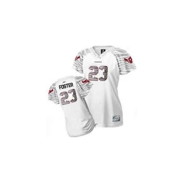 [Zebra Field Flirt] FOSTER Houston #23 Womens Football Jersey - Arian Foster Womens Football Jersey (White)_Free Shipping