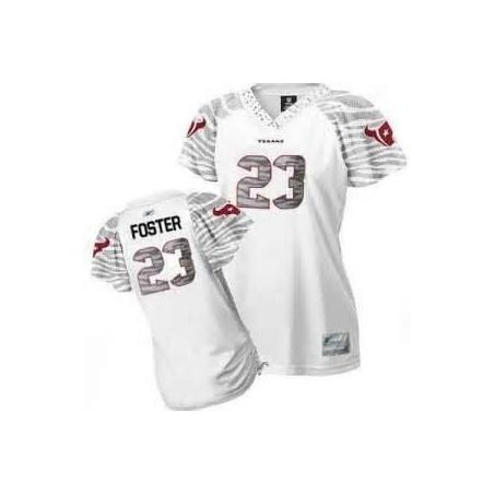 [Zebra Field Flirt] FOSTER Houston #23 Womens Football Jersey - Arian Foster Womens Football Jersey (White)_Free Shipping