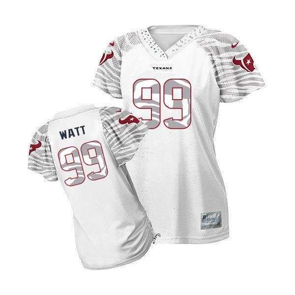 [Zebra Field Flirt] WATT Houston #99 Womens Football Jersey - J.J.Watt Womens Football Jersey (White)_Free Shipping