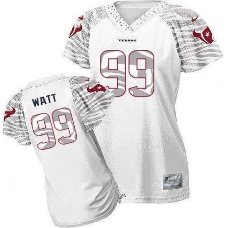 [Zebra Field Flirt] WATT Houston #99 Womens Football Jersey - J.J.Watt Womens Football Jersey (White)_Free Shipping