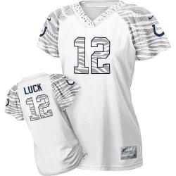 [Zebra Field Flirt] LUCK Indianapolis #12 Womens Football Jersey - Andrew Luck Womens Football Jersey (White)_Free Shipping