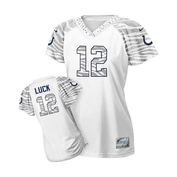 [Zebra Field Flirt] LUCK Indianapolis #12 Womens Football Jersey - Andrew Luck Womens Football Jersey (White)_Free Shipping