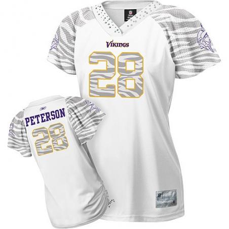 [Zebra Field Flirt] PETERSON Minnesota #28 Womens Football Jersey - Adrian Peterson Womens Football Jersey (White)_Free Shipping