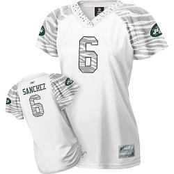 [Zebra Field Flirt] SANCHEZ NY-Jet #6 Womens Football Jersey - Mark Sanchez Womens Football Jersey (White)_Free Shipping