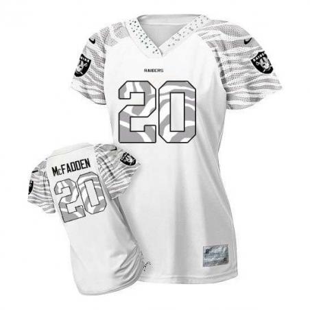 [Zebra Field Flirt] MCFADDEN Oakland #20 Womens Football Jersey - Darren McFadden Womens Football Jersey (White)_Free Shipping