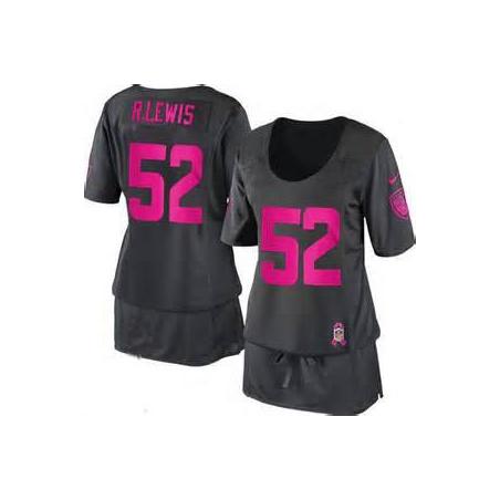 [BCA DRESS] LEWIS Baltimore #52 Womens Football Jersey - Ray Lewis Womens Football Jersey (Grey)_Free Shipping