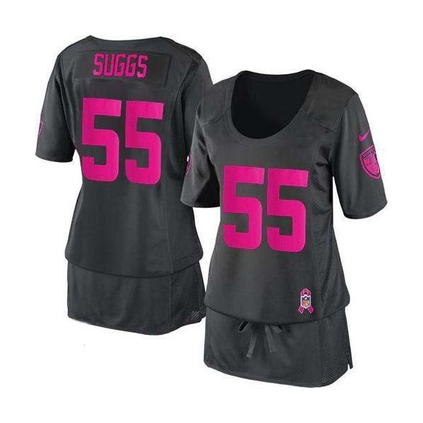 [BCA DRESS] SUGGS Baltimore #55 Womens Football Jersey - Terrell Suggs Womens Football Jersey (Grey)_Free Shipping