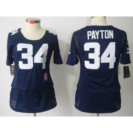 [BCA DRESS] PAYTON Chicago #34 Womens Football Jersey - Walter Payton Womens Football Jersey (Blue)_Free Shipping