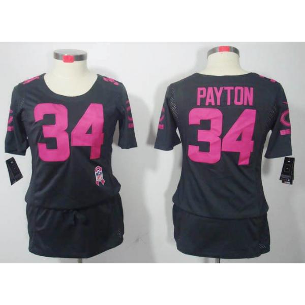 [BCA DRESS] PAYTON Chicago #34 Womens Football Jersey - Walter Payton Womens Football Jersey (Grey)_Free Shipping