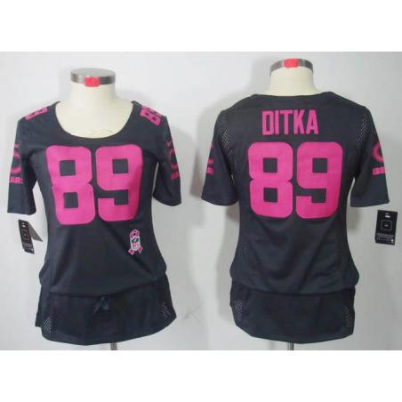 [BCA DRESS] DITKA Chicago #89 Womens Football Jersey - Mike Ditka Womens Football Jersey (Grey)_Free Shipping