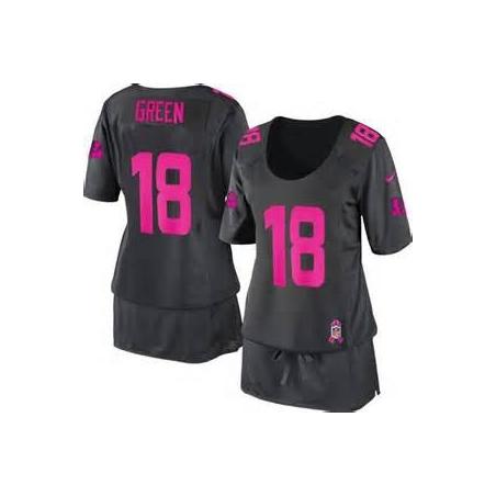 [BCA DRESS] GREEN Cincinnati #18 Womens Football Jersey - A.J. Green Womens Football Jersey (Grey)_Free Shipping