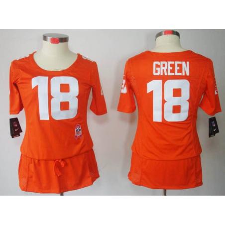 [BCA DRESS] GREEN Cincinnati #18 Womens Football Jersey - A.J. Green Womens Football Jersey (Orange)_Free Shipping