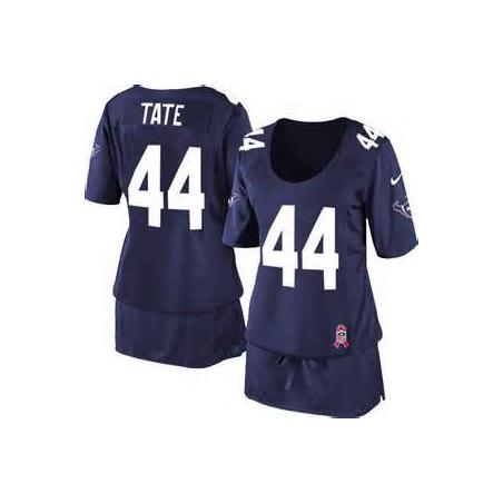 [BCA DRESS] TATE Houston #44 Womens Football Jersey - Ben Tate Womens Football Jersey (Blue)_Free Shipping