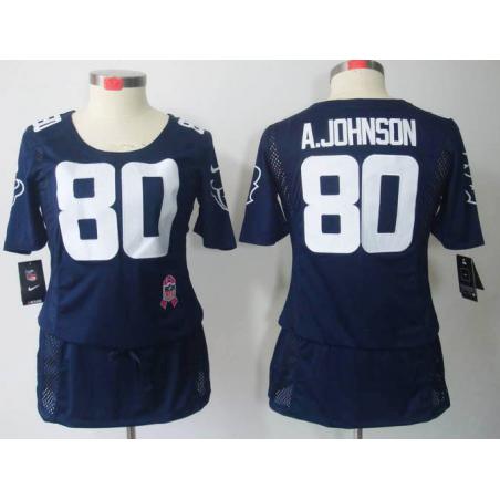 [BCA DRESS] JOHNSON Houston #80 Womens Football Jersey - Andre Johnson Womens Football Jersey (Blue)_Free Shipping