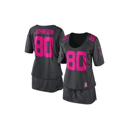 [BCA DRESS] JOHNSON Houston #80 Womens Football Jersey - Andre Johnson Womens Football Jersey (Grey)_Free Shipping