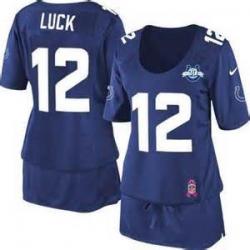 [BCA DRESS] LUCK Indianapolis #12 Womens Football Jersey - Andrew Luck Womens Football Jersey (Blue)_Free Shipping