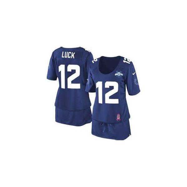 [BCA DRESS] LUCK Indianapolis #12 Womens Football Jersey - Andrew Luck Womens Football Jersey (Blue)_Free Shipping