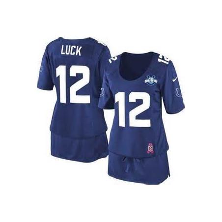 [BCA DRESS] LUCK Indianapolis #12 Womens Football Jersey - Andrew Luck Womens Football Jersey (Blue)_Free Shipping