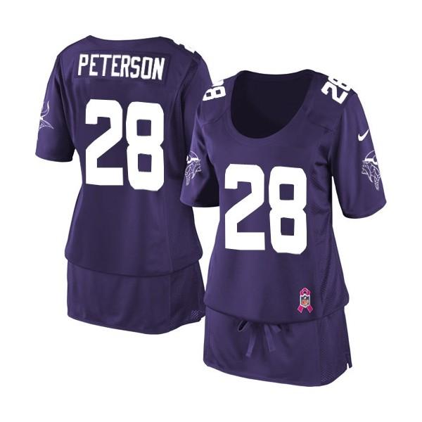 [BCA DRESS] PETERSON Minnesota #28 Womens Football Jersey - Adrian Peterson Womens Football Jersey (Purple)_Free Shipping