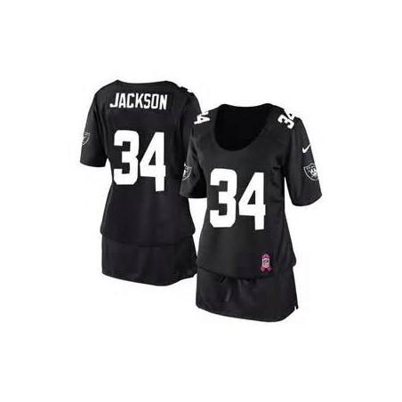 [BCA DRESS] JACKSON Oakland #34 Womens Football Jersey - Bo Jackson Womens Football Jersey (Black)_Free Shipping