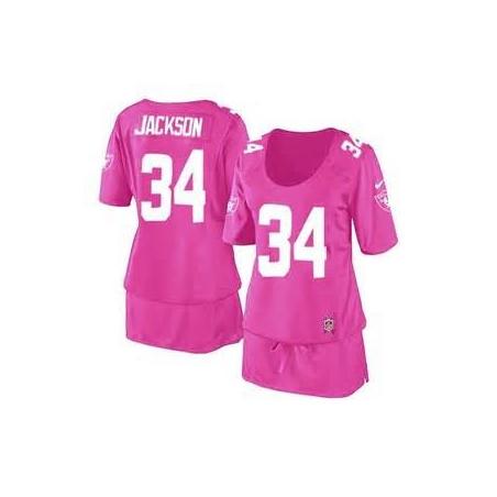 [BCA DRESS] JACKSON Oakland #34 Womens Football Jersey - Bo Jackson Womens Football Jersey (Pink)_Free Shipping