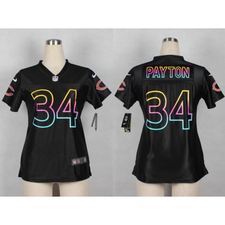 [Black Fashion] PAYTON Chicago #34 Womens Football Jersey - Walter Payton Womens Football Jersey_Free Shipping