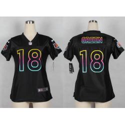 [Black Fashion] GREEN Cincinnati #18 Womens Football Jersey - A.J. Green Womens Football Jersey_Free Shipping