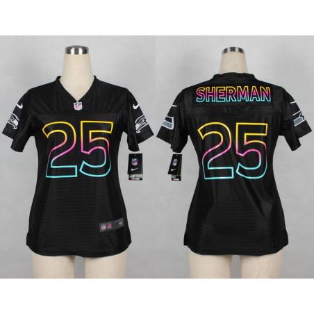 [Black Fashion] SHERMAN Seattle #25 Womens Football Jersey - Richard Sherman Womens Football Jersey_Free Shipping