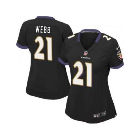 [Game] WEBB Baltimore #21 Womens Football Jersey - Lardarius Webb Womens Football Jersey (Black)_Free Shipping