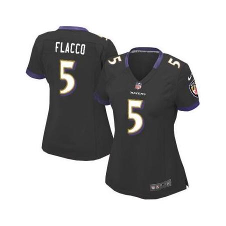 [Game] FLACCO Baltimore #5 Womens Football Jersey - Joe Flacco Womens Football Jersey (Black)_Free Shipping