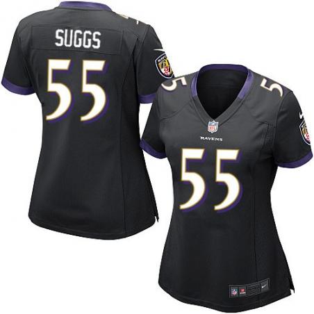 [Game] SUGGS Baltimore #55 Womens Football Jersey - Terrell Suggs Womens Football Jersey (Black)_Free Shipping