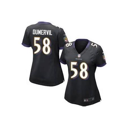 [Game] DUMERVIL Baltimore #58 Womens Football Jersey - Elvis Dumervil Womens Football Jersey (Black)_Free Shipping