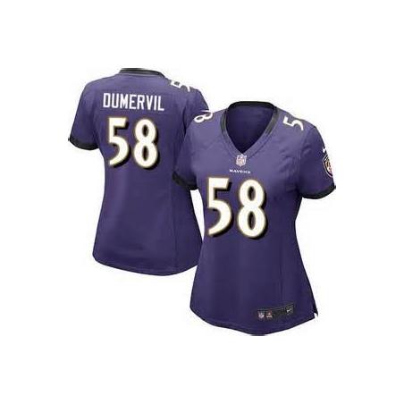 [Game] DUMERVIL Baltimore #58 Womens Football Jersey - Elvis Dumervil Womens Football Jersey (Purple)_Free Shipping