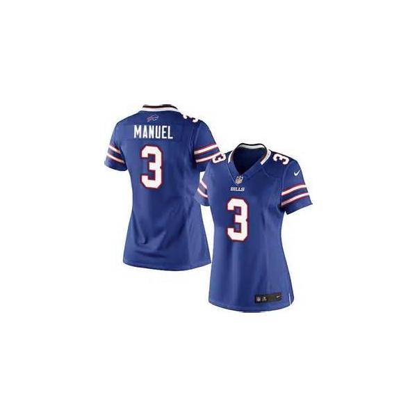 [Game] MANUEL Buffalo #3 Womens Football Jersey - E.J. Manuel Womens Football Jersey (Blue)_Free Shipping