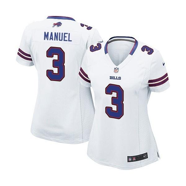 [Game] MANUEL Buffalo #3 Womens Football Jersey - E.J. Manuel Womens Football Jersey (White)_Free Shipping