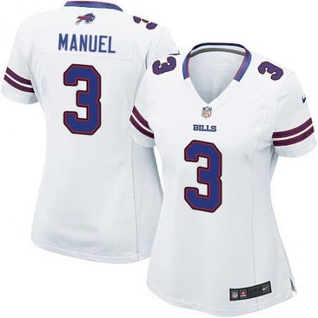 [Game] MANUEL Buffalo #3 Womens Football Jersey - E.J. Manuel Womens Football Jersey (White)_Free Shipping