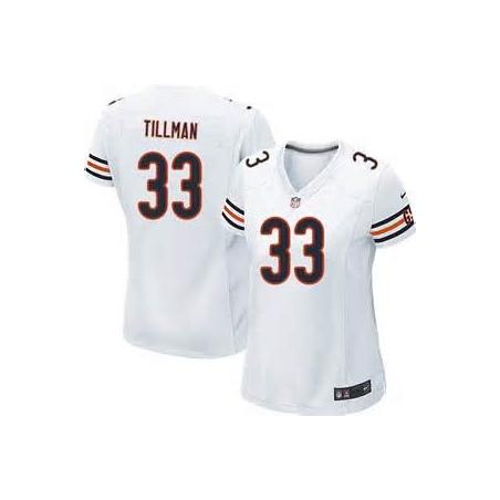 [Game] TILLMAN Chicago #33 Womens Football Jersey - Charles Tillman Womens Football Jersey (White)_Free Shipping