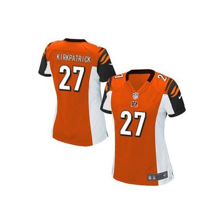 [Game] KIRKPATRICK Cincinnati #27 Womens Football Jersey - Dre Kirkpatrick Womens Football Jersey (Orange)_Free Shipping